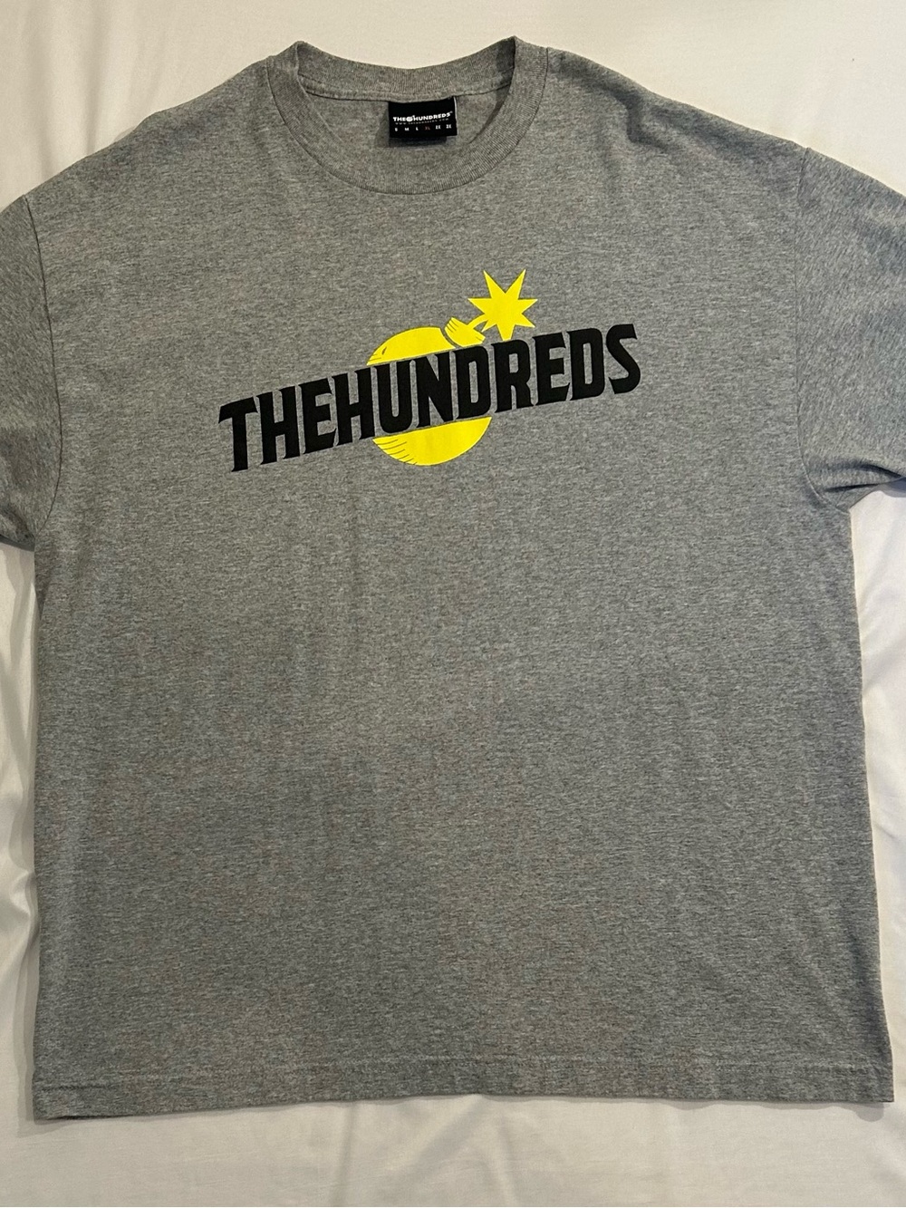 The Hundreds Grey Short-Sleeve Tee with Yellow Bomb Logo